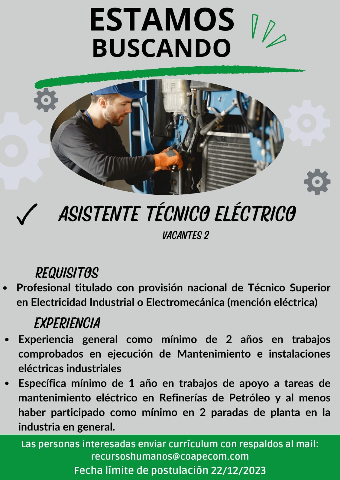 ASISTENTE TÉCNICO ELÉCTRICO Trabajando Bolivia